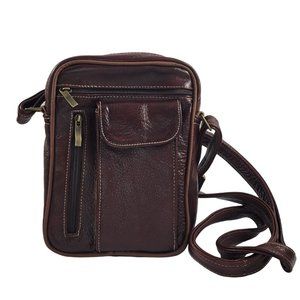 Genuine Leather Crossbody bag. Handcrafted. Wine Color. Unisex